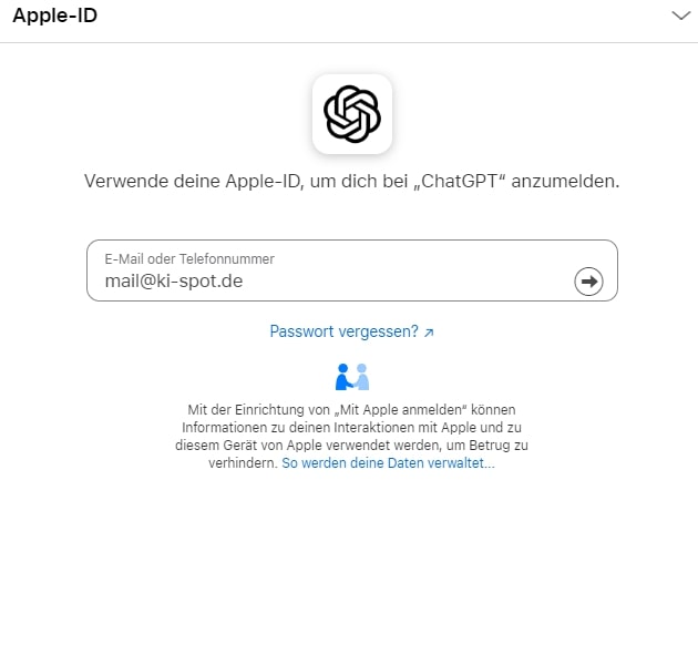 Anmeldung mit Apple-Konto