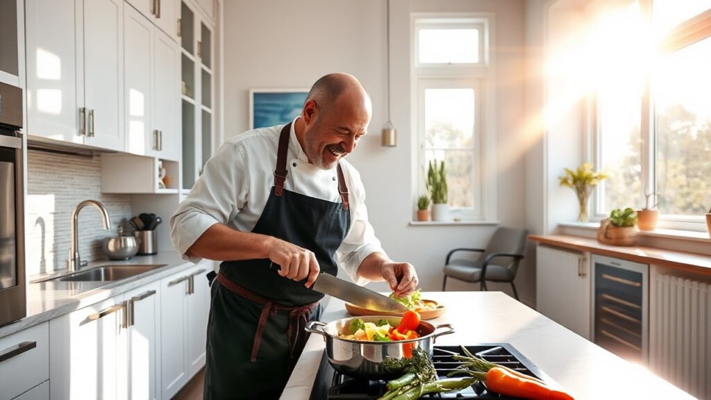Ergebnis Flux Mann kocht in der Küche