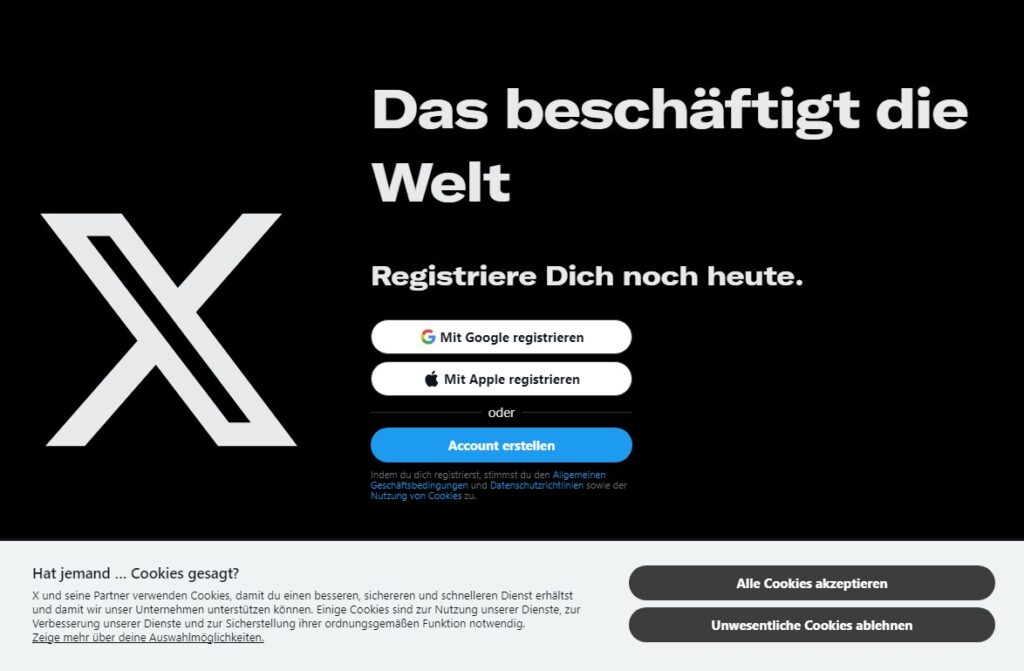 Der Startbildschirm von Grok von X