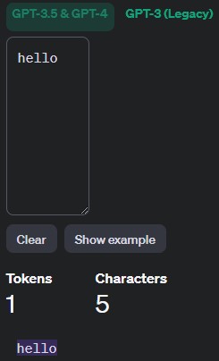 Anzahl der Token für hello