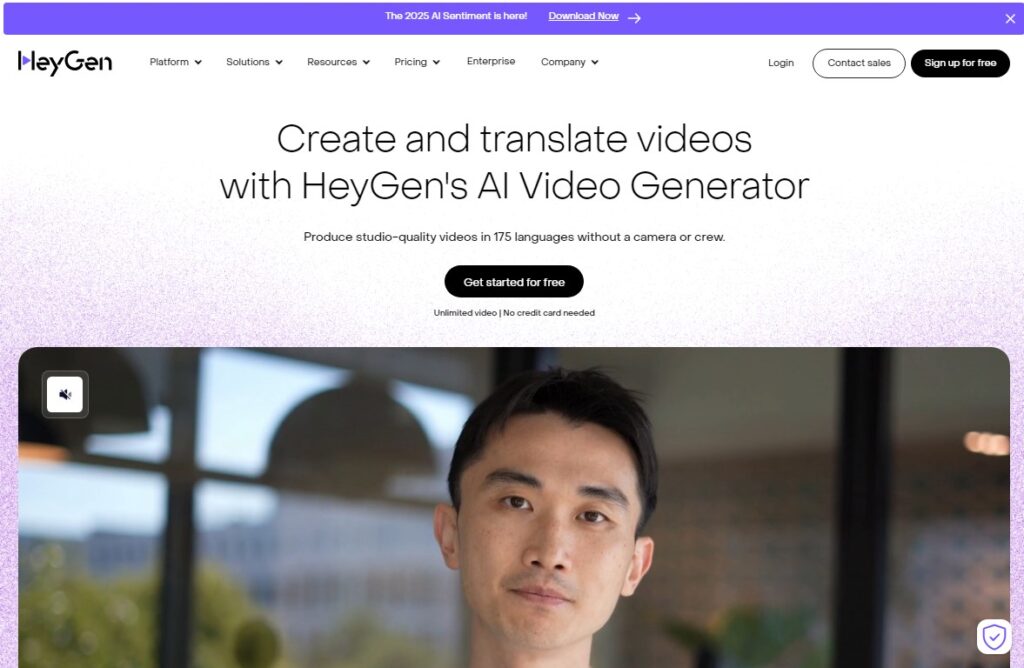 Der HeyGen Startbildschirm