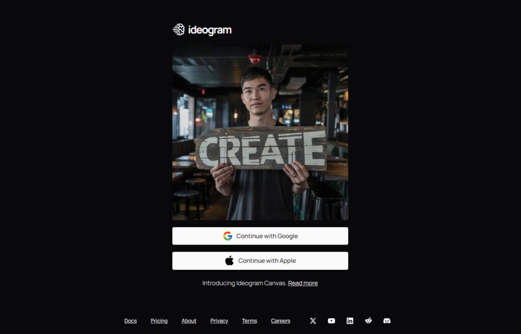 Die Startseite von Ideogram