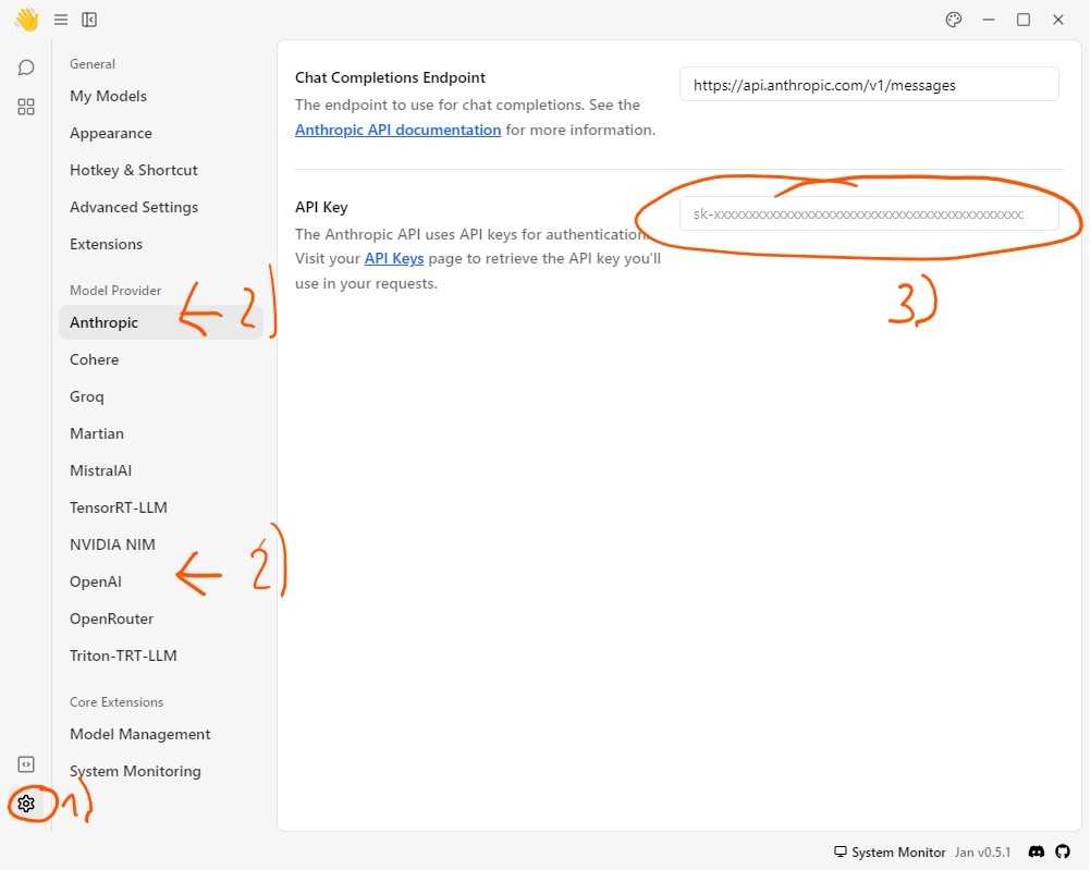 Einstellung von Jan AI
