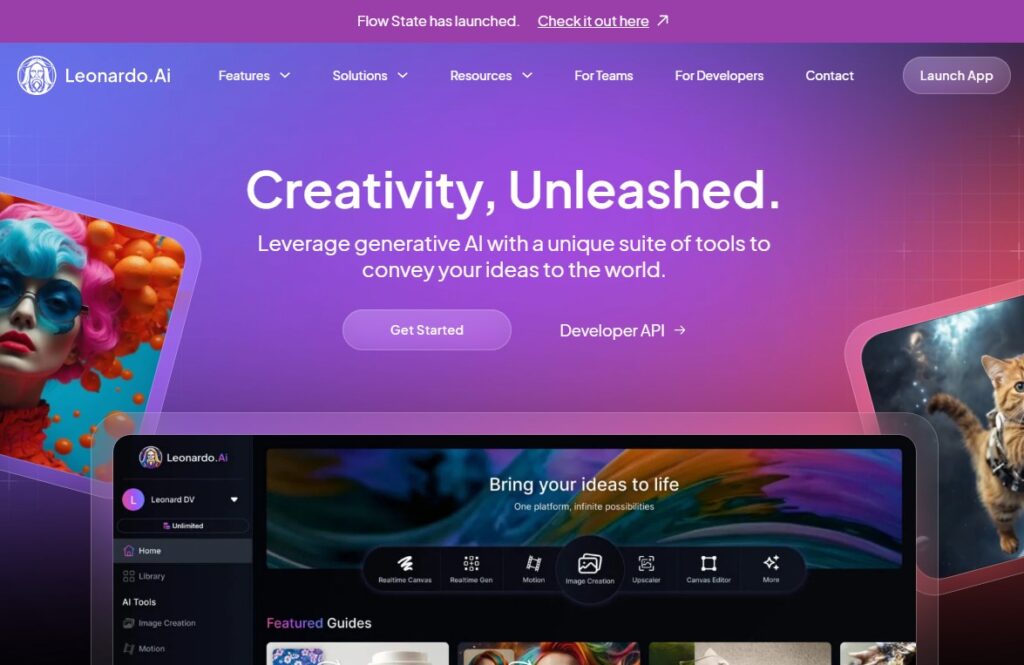 Die Startseite von Leonardo