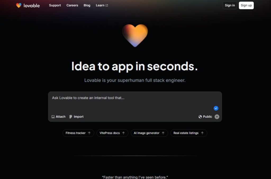 Die Startseite von Loveable