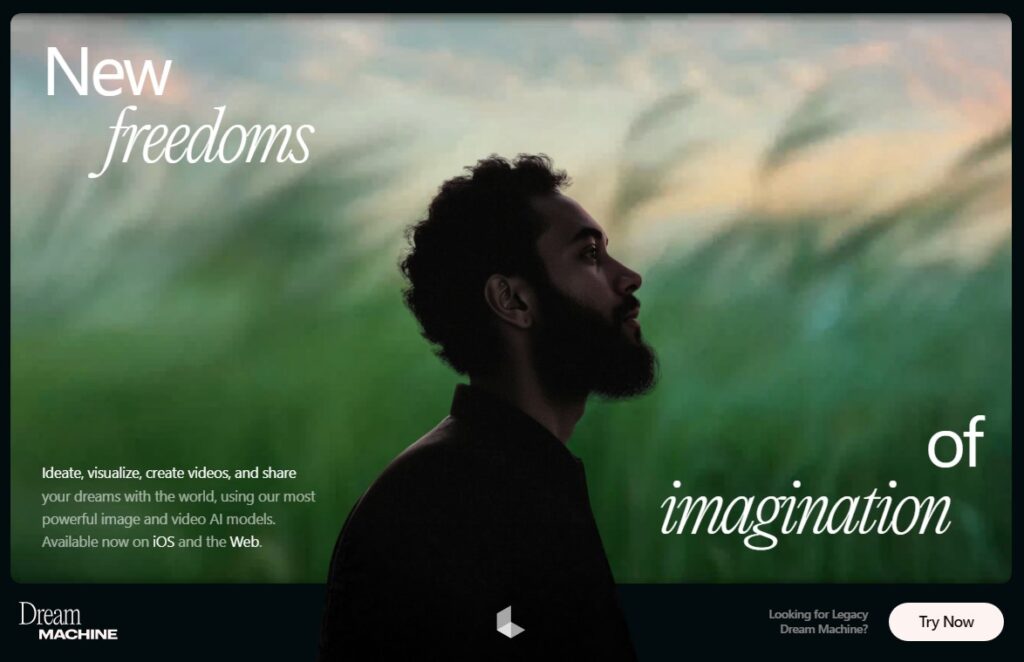 Die Startseite von LumaLabs