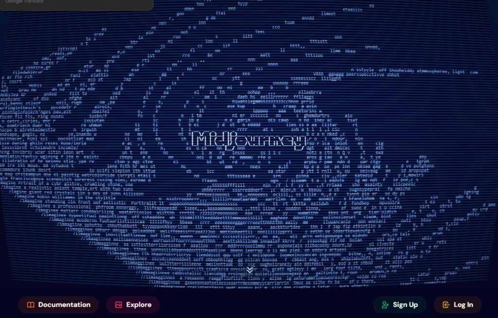 Die Startseite von Midjourney