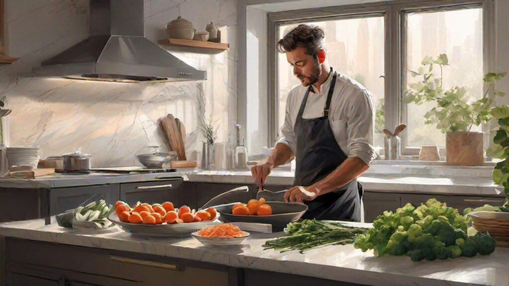 Ergebnis SDXL Mann kocht in der Küche