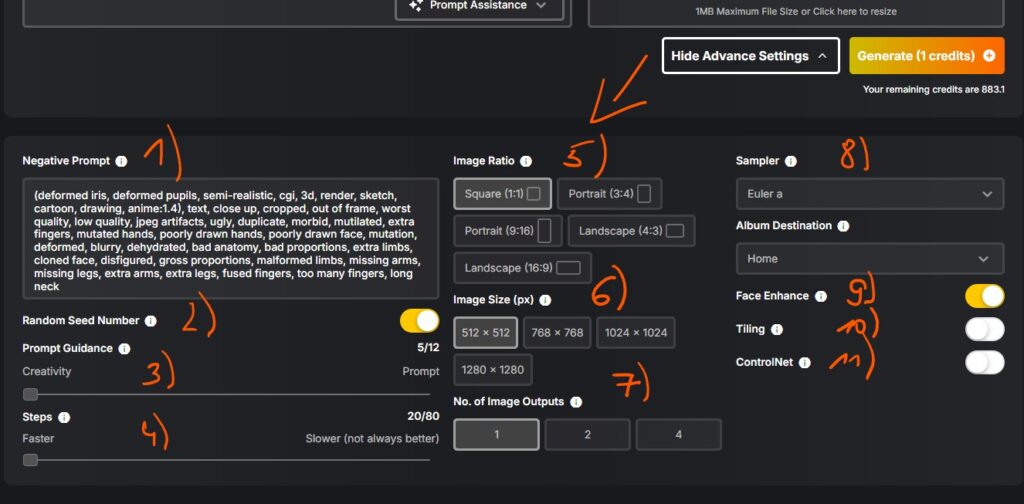 Die Advance Settings von Supermachine