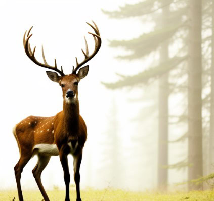 Ein Hirsch im Wald anhand meiner Skizze erstellt