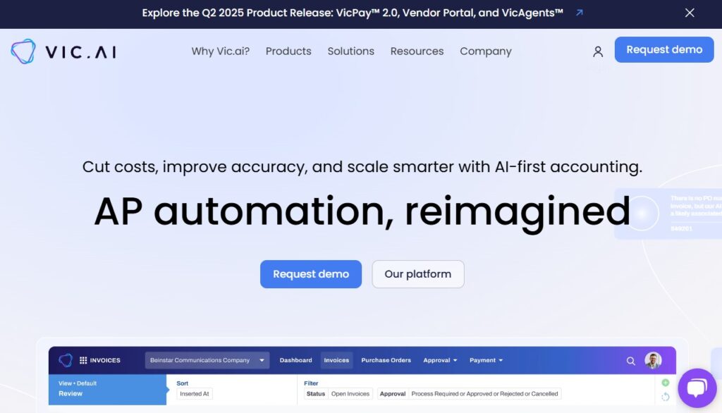 Das Bild zeigt die Vic.AI Startseite