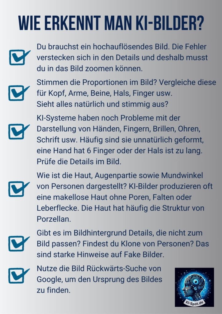 Checkliste für das Erkennen von KI-Bildern
